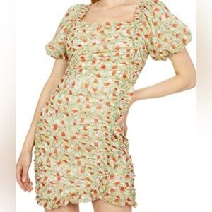 ASTR the label Women's Ruched Mini Party Dress, Light Green Size Small